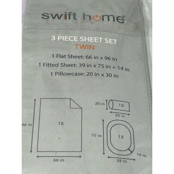Swift Home 3pc Twin size sheet set lavender New bedding set - Picture 2 of 3